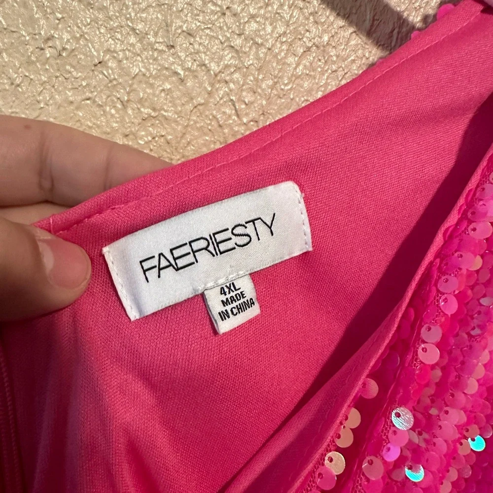 FAERIESTY Sequins Cocktail Dress Size 4X Plus Size Barbie pink - Picture 12 of 12